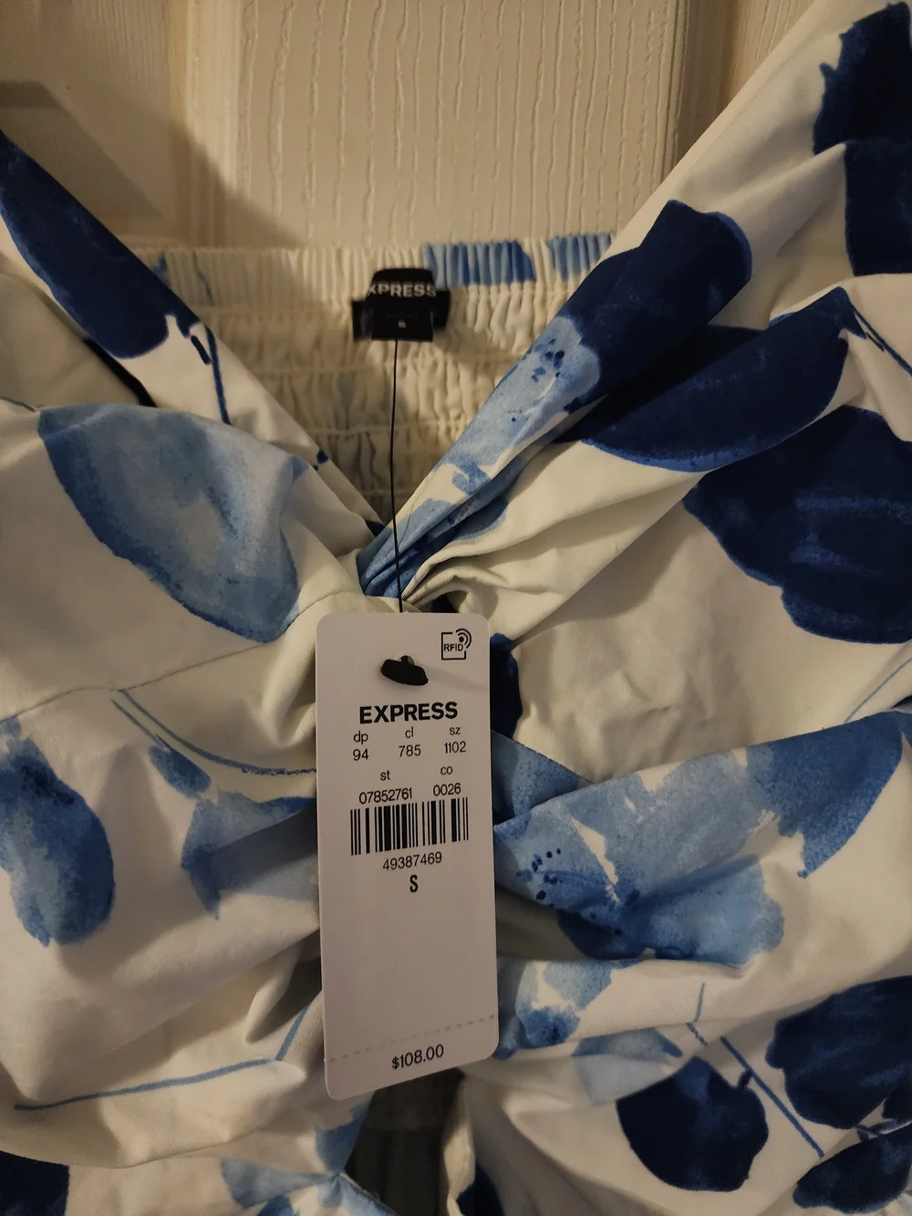 Express White Maxi Dress with Navy and Light Blue Floral Print - Picture 2 of 2